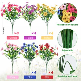 Ouddy Decor Ouddy Decor 24 Bundles Artificial Flowers for Outdoors Fake Silk Flowers UV Resistant Faux Plastic Plants for Spring Summer Garden Porch Window Box Table Vase Home Indoor Outdoor Decoration, Mixed