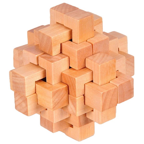KINGOU Wooden Puzzle 24 PCS Interlocking Brain Teasers Toy Intelligence Game Logic Burr Puzzles for Adults/Kids