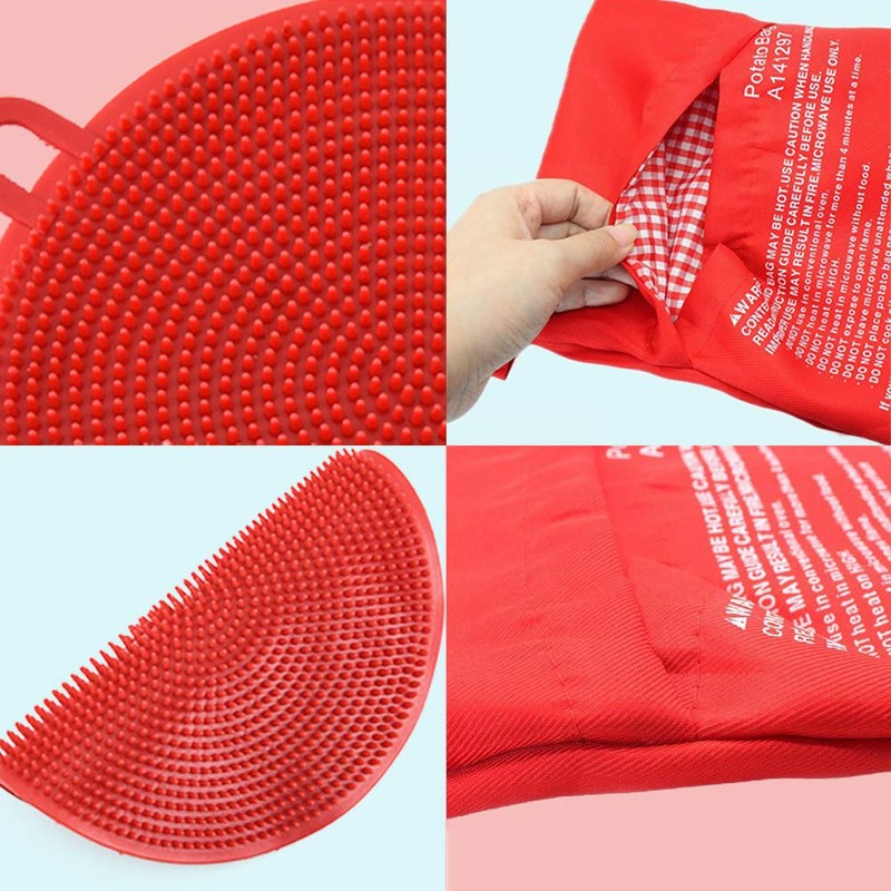 3 Pack of Microwave Potato Bag Kit, with 3PCS Silicone