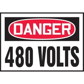 AccuformNMC - Etiqueta de seguridad NMC "DANGER 480 Volts" (paquete de 5) con cabezal OSHA, vinilo calcomanía duradero, 3.5 x 5 pulgadas, LELC164VSP, etiquetas de seguridad hechas en Estados Unidos,