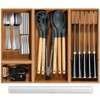 Piklohas Carbonized Bamboo Kitchen Silverwar Drawer Organizer,14.2 inch Length Natural