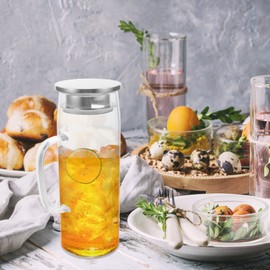 Kichvoe Water Filter Pitcher Glass Water Kettle with Lid Ergonomic Handle for Tea