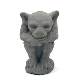Sitting Gargoyle Statue: Solid Durable Stone with Distressed Texture. Perfect Home Design & Sealed for Outdoor Use. Handcrafted USA. (Antique/Gray)