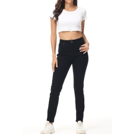 GUNLIRE Women's Black Fleeced Lined Jeans Winter Skinny Fit High Waisted Butt Lift Thicken Stretch Thermal Warm Pants,Black,6