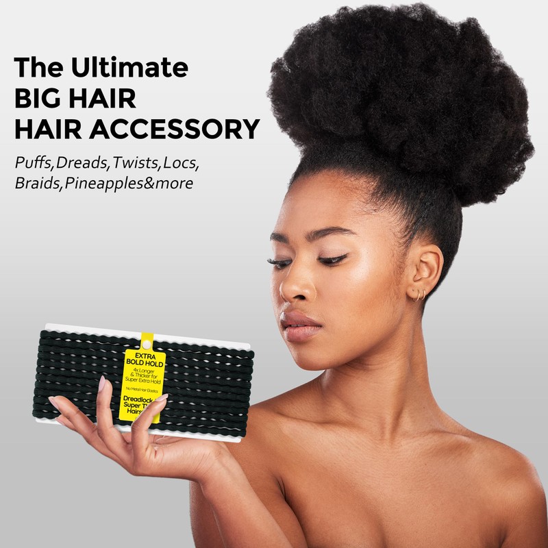 12-Pack 4X Extra Long Hair Ties - Ideal for Dreadlocks,