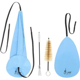 4 in 1 Saxophone Cleaning Cloth, Alto Sax Cleaning Kit with Saxophone Cleaning Cloth, Sax Neck Cleaning Swab, Mouthpiece Brush, Dusting Brush for Flute and Woodwind Instruments (Blue)