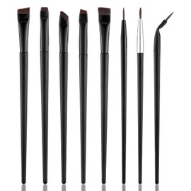 Eyeliner Brush Set, 8 Pcs Angled Flat Gel Eyebrow Brush Precision Fine Point Eyeliner Brushes Ultra Thin Slanted Eye Makeup Brushes Professional Makeup Tools for Women Girls Cosmetic Applicators