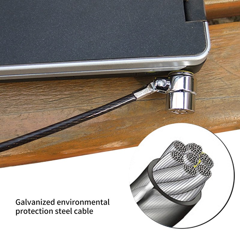 Laptop Lock 360 Degree Rotation Cable Lock Galvanized Steel 2M