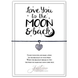 Just A Little Something Love you To The Moon and Back Wish Bracelet A6 Silver Bracelet Gift