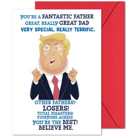 ARUSIMA Trump Fathers Day Card - 7x5 Inch Father Day Cards Funny, Happy Father's Day Gifts from Wife, Girlfriend, Son, Daughter for Father Dad Papa Boyfriend Husband Grandpa, Fathers Day Trump Card