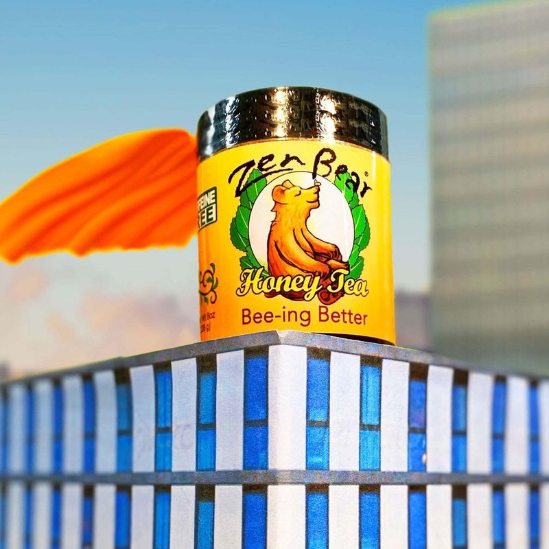 Zen Bear Honey Tea Sample Stack with Honey Dipper -