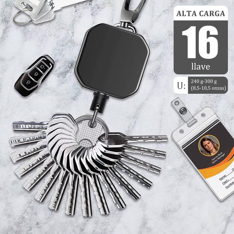 2PCS Carretes Retráctiles, Llavero Retráctil, Clip Retráctil para Tarjetas de
