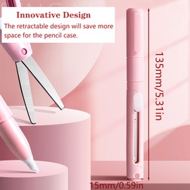 HHONGDU Safe Folding Scissors for Kids, Retractable Small Scissors for Scissors DIY Multifunction Paper Cutting Art Tool for Office School (Pink)