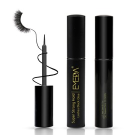 EMEDA False Eyelash Glue Super Strong Hold Clear Black Glue Professional Latex Free Eyelash Glue Waterproof Lash Glue Best Black White Strip Eyelash Adhesive Suitable for Sensitive Eyes Lash Adhesive
