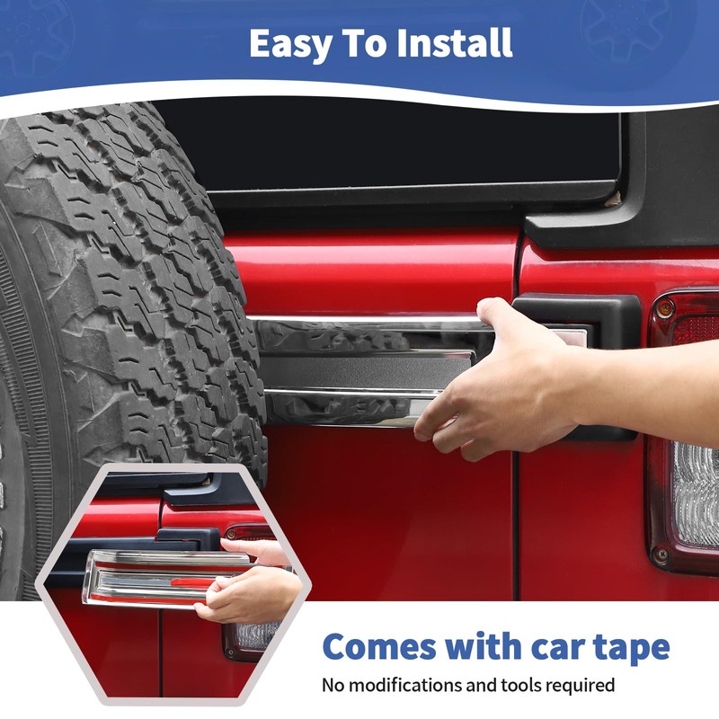 RT-TCZ for Jeep JK Tailgate Hinge Cover Trim Chrome for