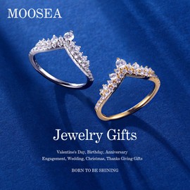 MOOSEA Crown Moissanite Anniversary Rings for Women, D Color VVS1 Clarity Lab Created Moissanite Wedding Band Unique Moissanite Stackable Band for Women Mom Wife Gifts