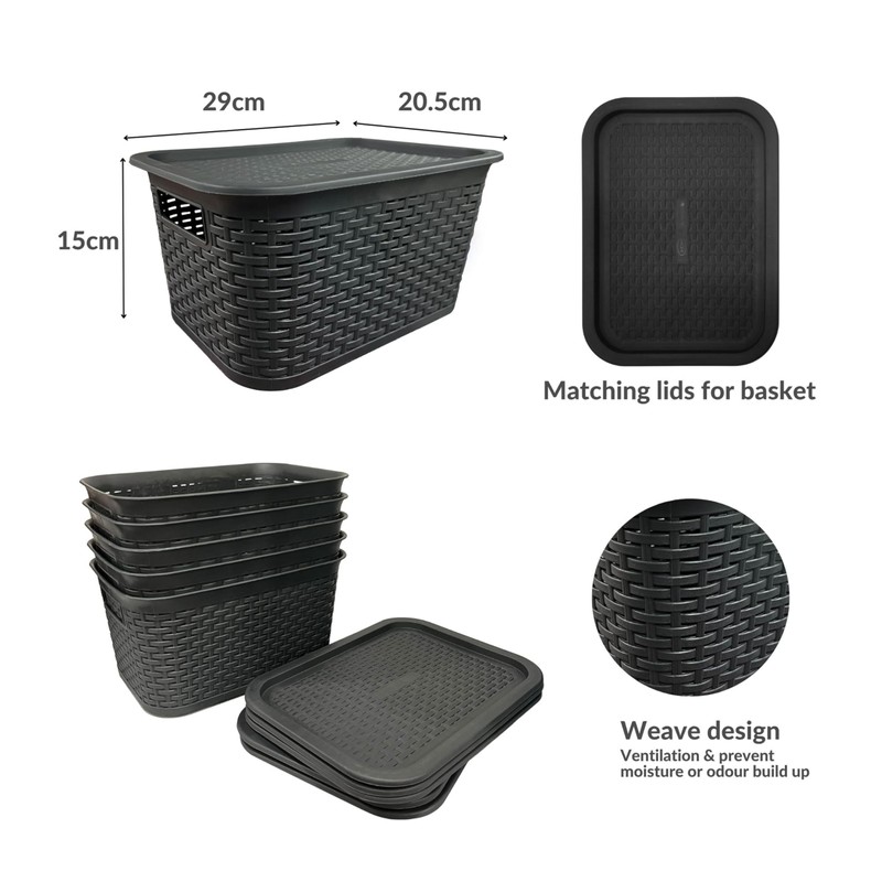 ABBAware Set of 5 Lids, Plastic Storage Box Covers, Durable