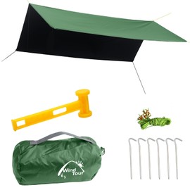 Wind Tour Portable Multifunctional Tent Footprint Traveling Awning Backpacking Tarp Rain Fly Tarp Tent Waterproof Shelter Outdoor Camping Tarp Sun Shelter for Hiking, Beach (Green-118×177 in)