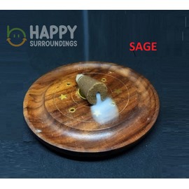 Sage Backflow Incense Cones (25 Cones) - 100% Natural Backflow Incense Cones - Christmas Backflow Incense Cones - Traditional Indian Incense (No Damaged Cones Hand Sorted Packet)