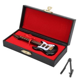 Guitar Model Plastic Material Mini Musical Instrument Desktop Ornament with Stand Storage Box