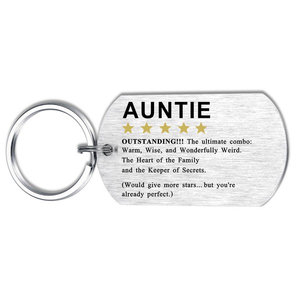 Alotozo 5-Star Rating Review Keyring for Auntie - Personalized Mother’s