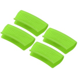 uxcell 4 Pcs Silicone Assist Hot Pan Handle Holder Hot Skillet Handle Covers Pot Holder Sleeve Non-Slip Heat Resistant for Kitchen Pot Frying Pans Cookware (Green, Square Edge Arc)