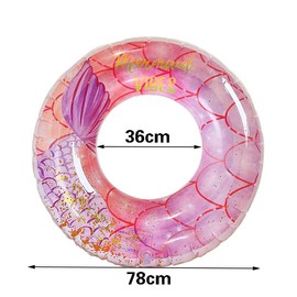 Adult Swimming Ring, Mermaid Transparent Sequins Floating Ring, Inflatable Swimming Hoop 90 cm, Swimming Ring Tube for Summer Pool Party, Suitable for Adults and Children (Rose Red)