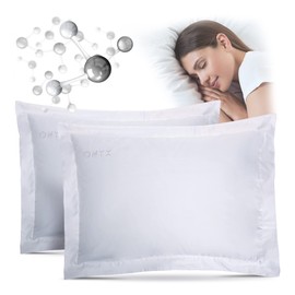 ONYX Radiance 2 Pack Silver Infused Pillowcase Egyptian Cotton Pillowcases Pure Silver-ion Sheets Anti Aging Pillow Cover Elite Premium Soft Pillowcovers for Cleaner Skin and Hair