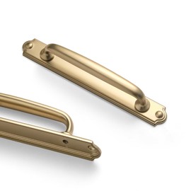 Goo-Ki 5.04" c-c Cabinet Handles Champagne Bronze Drawer Pulls with Back/Base Plate - 2 Pack Arch & Bow Cabinet Pulls with Spacer Zinc Alloy Kitchen Hardware