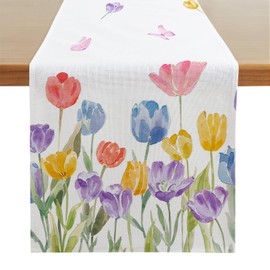 Zernblend 183 * 33 Cm Table Runner With Spring Flowers, Table Runner, Table Runner Modern, Table Runner Beige