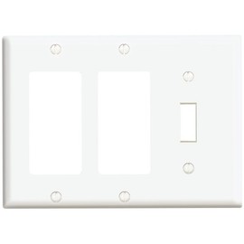 Leviton 3-Gang 1-Toggle 2-Decora/GFCI Device Combination Wallplate, Standard Size, Thermoset, Device Mount, 80431-W, White