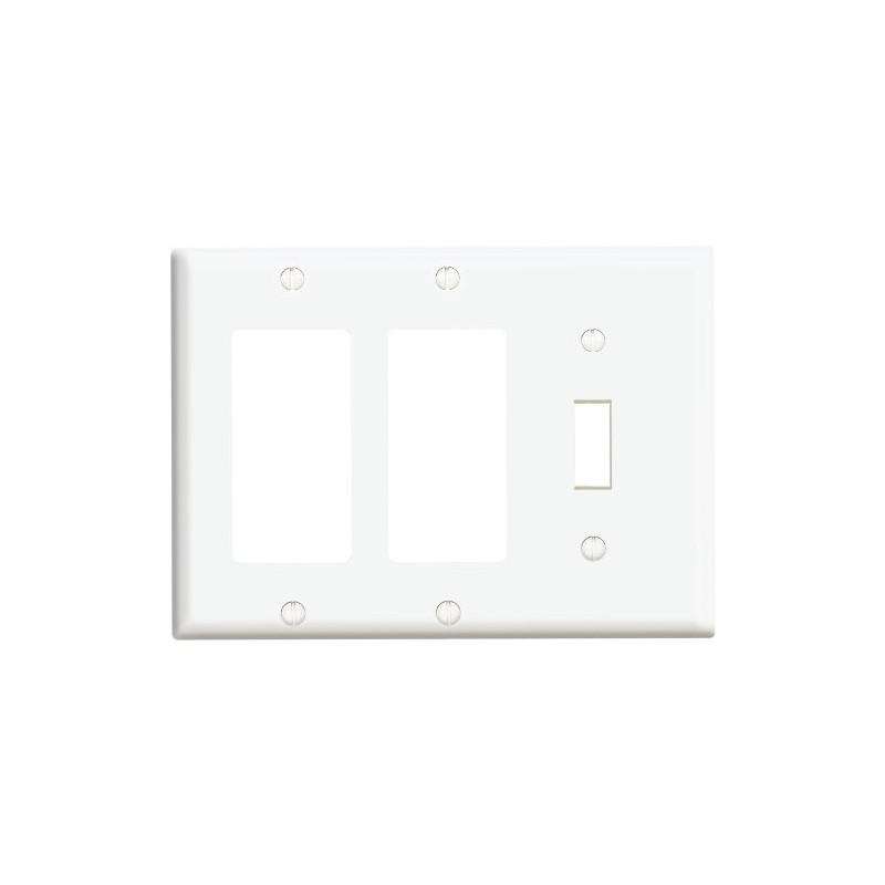 Leviton 3-Gang 1-Toggle 2-Decora/GFCI Device Combination Wallplate, Standard Size, Thermoset,
