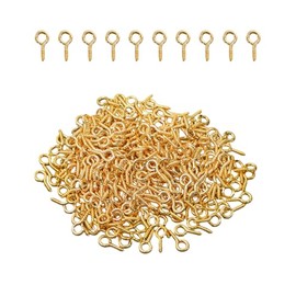 YupeTryp 310pcs Gold Small Screw Eye Pins for Jewelry Making & DIY Crafts, Mini Eyelet Screws for Art Projects & Bead Charms, Tiny Eye Hooks, Mini Eyelet Hooks for Cork Top Bottles (5mm)