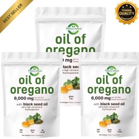 Oil of Oregano Softgels with Black Seed Oil - 6000mg Oregano Oil { Pack of 3 }