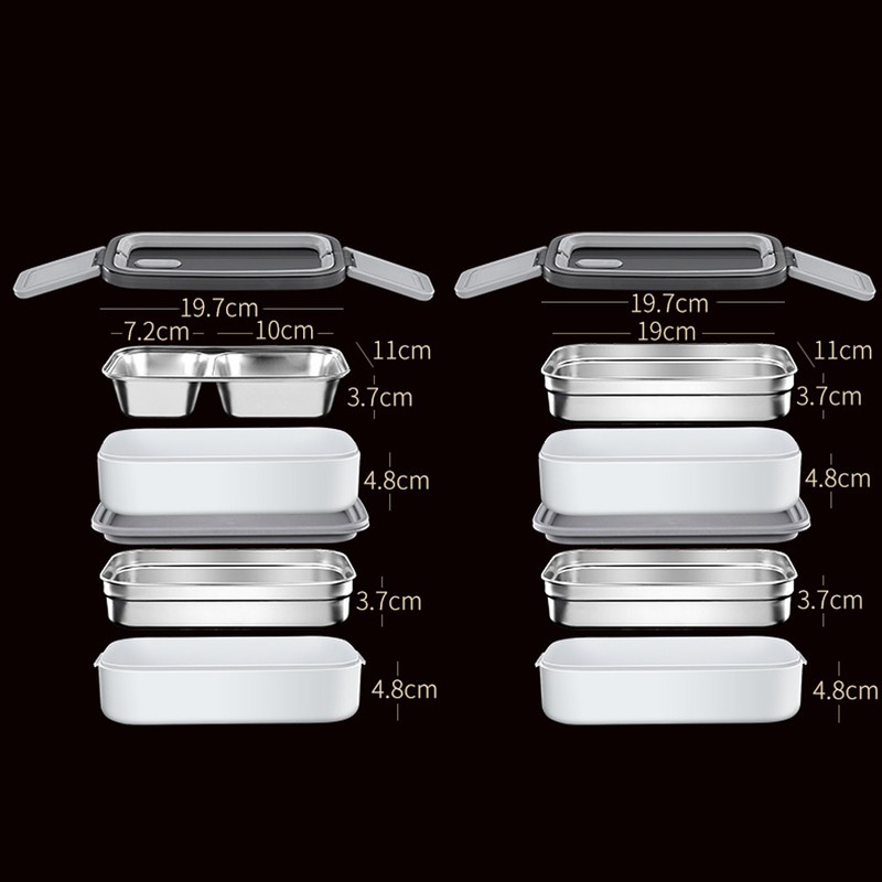 Bento Box 304 Stainless Steel Microwaveable with Chopsticks and Spoon