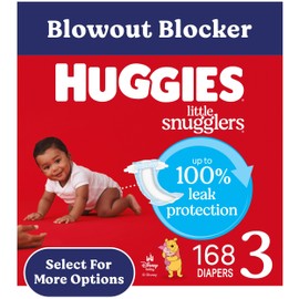 Huggies Size 3 Diapers, Little Snugglers Baby Diapers, Size 3 (16-28 lbs), 168 Count (6 Packs of 28), Packaging May Vary