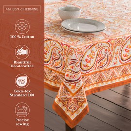 Maison d' Hermine Palatial Paisley 100% Cotton Tablecloth Kitchen Dining Table Cloth for Square Tables Farmhouse Tabletop Cover for Parties, Wedding Use Thanksgiving/Christmas (54"x54")