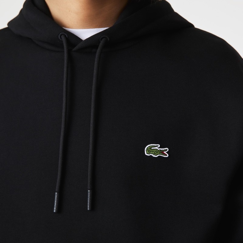 Lacoste Men's Long Sleeve Solid Pop Over Fleece Hoodie Noir
