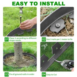 Landscape Edging 33ft,No Dig Garden Borders Edging [Extra Tall 4IN ] with 30pcs Spikes,Lawn Edging Kit Flexible Mini Plastic Fence for Grass Yard Flower Bed -Grey