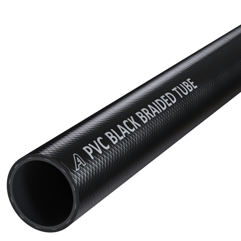 6mm (1/4") x 10mm (3/8") PVC Reinforced Black Braided Air