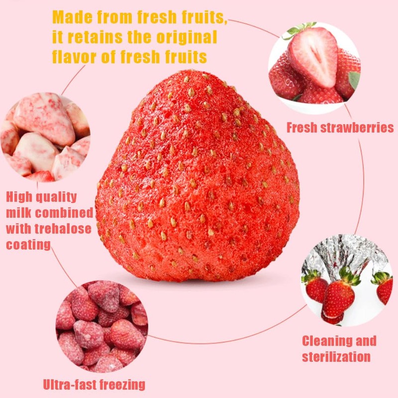 Coated dried strawberries 72g, crispy strawberries, fruit snacks, 18 small