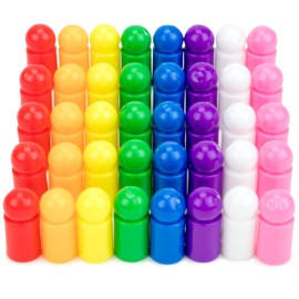 100 Assorted 30mm Jumbo Ball-Top Game Pawns in 8 Colors, About 12 Pawns Per Color by Brybelly