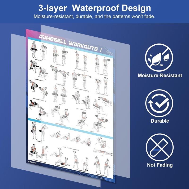 Dumbbell Workout Poster Set (2 Pack) - Workout Posters for