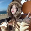 Round Pattern Ray Fung 남여공용 가죽 털모자 트루퍼햇 귀마개 방한모