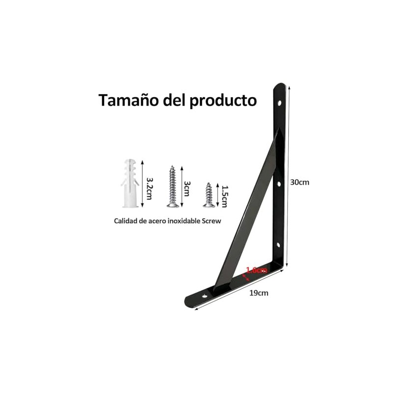 10 Piezas Escuadras para Repisas, Soportes para Estantes de 30cm,