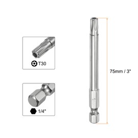 HARFINGTON 10pcs T30 Security Torx Bit 1/4" Hex Shank 3" Long S2 Steel Magnetic Tamper Resistant Star Bits Screwdriver Torx Head with Hole for Driver Drill Bits Remove Fastening Screws
