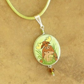 Wanderlust Children's Jewelry-Girl's Moose with Baby Necklace-Handp