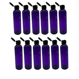 Natural Farms 4 oz Plastic Purple Cosmo BPA FREE Bottles - 12 Pack Empty Refillable Containers - Essential Oils - Hair - Aromatherapy - Black Snap Cap - Made in the USA