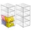 mDesign Stackable Storage Containers Box with 2 Pull-Out Drawers -