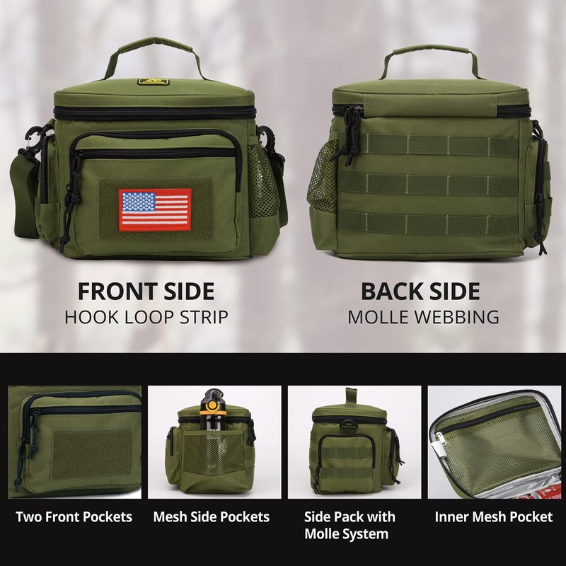 Lunch Box for Men, Tactical Lunch Bag MOLLE Webbing Leakproof